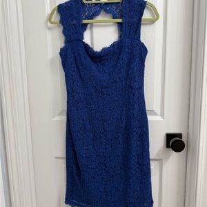 Adrianna Papell Royal Blue Lace Mini Dress